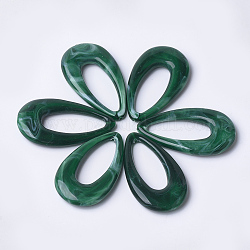 Acrylic Pendants, Imitation Gemstone Style, teardrop, Dark Green, 44.5x25.5x6mm, Hole: 1.4mm, about 185pcs/500g