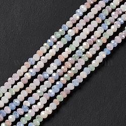 Chapelets de perles en verre électroplaqué, de couleur plaquée ab , facette, abaque, colorées, 3x2.5mm, Trou: 0.7mm, Environ 185 pcs/chapelet, 17.32 pouce (44 cm)
