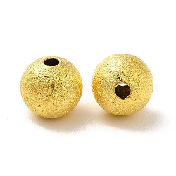 Brass Textured Beads, Round, Golden, 8mm, Hole: 1.5~2mm