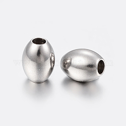 Perles en 201 acier inoxydable, ovale, couleur inoxydable, 5x6.5mm, Trou: 2mm