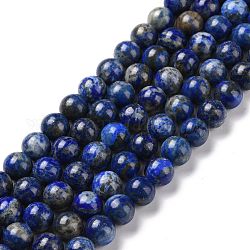 Natürlicher Lapislazuli Perlenstränge, Runde, 8 mm, Bohrung: 1 mm, ca. 48 Stk. / Strang, 15.5 Zoll (39 cm)