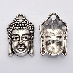 Anhänger aus Metalllegierung, bleifrei und cadmium frei und nickelfrei, Buddha, Antik Silber Farbe, 26x18x6 mm, Bohrung: 2 mm