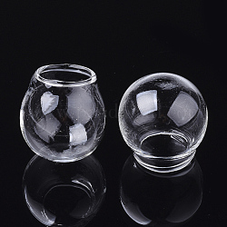 Выдувные стеклянные шарики ручной работы, для изготовления подвесок из стеклянных флаконов, круглые, прозрачные, 21~22x19~20 мм, половину отверстия: 8.5 мм