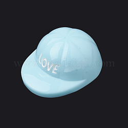 Resin Cabochons, Hat with Word Love, Light Cyan, 25x19x11mm