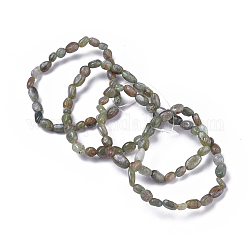 Bracelets extensibles en perles de quartz vert naturel, pierre roulée, pépites, diamètre intérieur: 2~2-1/4 pouce (5.2~5.6 cm)