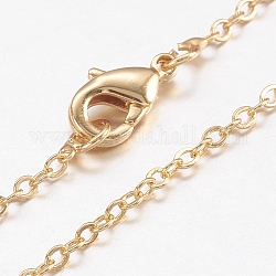Collares de cadena de latón, cadena cruzada / rolo, con cierre de langosta, real 18k chapado en oro, 17.5 pulgada (44.5 cm)