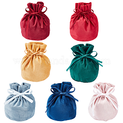 Benecreat 7 шт. 7 цвета бархатные ювелирные изделия на шнурке подарочные пакеты, мешочки для конфет на свадьбу, разноцветные, в сложенном виде: 14x10 см, 1 шт / цвет