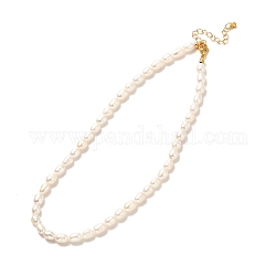 Collana di perline di perle naturali vintage per il regalo di compleanno della mamma, oro, colore conchiglia, 15.67 pollice (39.8 cm)