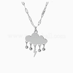 Collares colgante de acero inoxidable, nube, color acero inoxidable, 16.54 pulgada (42 cm)