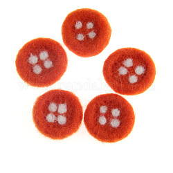 Botón redondo plano hecho a mano accesorios de adorno de fieltro de lana, para diy lazos para el cabello para niños, rojo naranja, 30x30mm