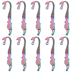 Sunnyclue 10 Stück Legierungs-Lesezeichenzubehör, Meerjungfrau Form, Regenbogen-Farb, 81.5x22x2 mm, Bohrung: 2.5 mm