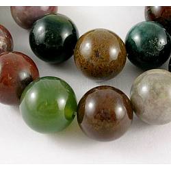 Natural Indian Agate Beads Strands, Round, 12mm, Hole: 1mm, about 16pcs/strand, 7.6 inch