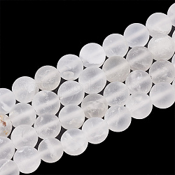 Chapelets de perles en cristal de quartz naturel, mat, ronde, 6mm, Trou: 1mm, Environ 63 pcs/chapelet, 15.5 pouce