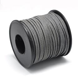 Замша Faux шнуры, искусственная замшевая кружева, темно-серый, 2.7x1.5 мм, около 27.34 ярда (25 м) / рулон