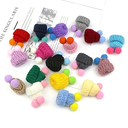 Mini chapeau de fil de laine pour animaux de compagnie, bijoux de bricolage boucle d'oreille accessoires de cheveux fournitures d'artisanat de poupée, couleur mixte, 43x35mm