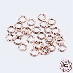 925 anillos redondos de plata esterlina, anillos de salto soldados, anillos de salto cerradas, oro rosa, 19 calibre, 7x0.9mm, diámetro interior: 5 mm