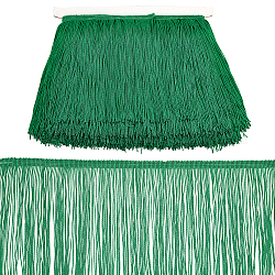 Encaje de flecos latinos de poliéster, decoración de accesorios de ropa, tela de bordado de encaje de diy, verde, 6-1/8 pulgada (155 mm), 10m / tarjeta
