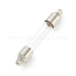 Connettori normali di collegamento del pendente della fiala di vetro trasparente, bottiglia dei desideri apribile a tubo dritto con componenti in ottone e lega per la creazione di gioielli, platino, 47x8.5mm, Foro: 1.8 mm