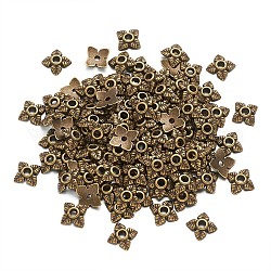Tibetische Perlen Kappen & Kegel Perlen, Blume, Antik Bronze, 6x6x2 mm, Bohrung: 1 mm