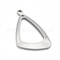 Anello triangolo 304 pendenti in acciaio inox, colore acciaio inossidabile, 33x22x1.5mm, Foro: 2 mm