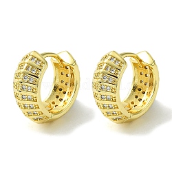 Brass with Cubic Zirconia Hoop Earrings, Jewely for Women, Ring, Real 18K Gold Plated, 18x8x19.5mm