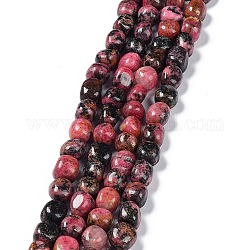 Natural Rhodonite Beads Strands, Nuggets Tumbled Stone, 6.5~15x7~14x7~14mm, Hole: 1~1.4mm, about 32~33pcs/strand, 15.16~ 15.75 inch(38.5~40cm)