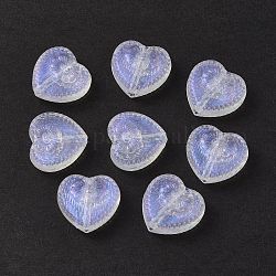 Perline acrilico trasparente, polvere di scintillio, cuore con fiore, chiaro, 17x18x6mm, Foro: 1.6 mm, circa 388pcs/500g