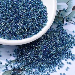 Perles rocailles miyuki rondes, Perles de rocaille japonais, (rr339) bleu aqua ab, 11/0, 2x1.3mm, Trou: 0.8mm, à propos 1100pcs / bouteille, 10 g / bouteille
