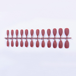 Faux ongles en plastique mat couleurs unies couverture complète faux ongles conseils, presse naturelle de longueur moyenne sur les ongles, brun, 18~24x7~14mm, environ 24 pcs / ensemble