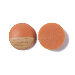 Cabochons en résine façon cuir givré grain de bois bicolore, plat rond, orange foncé, 18x5mm
