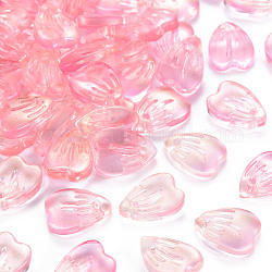 Прозрачные брызги окрашенные стеклянные подвески, с блеском порошок, Petaline, розовые, 12x9x3 мм, отверстие : 1.2 мм