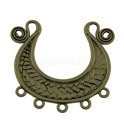 Tibetan Style Chandelier Components Links,  Lead Free & Nickel Free, Moon, Antique Bronze, 49x57x2mm, Hole: 2~3mm