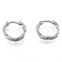 316 Surgical Stainless Steel Twist Hoop Earrings for Men Women, Stainless Steel Color, 15.5x17x4mm, Pin: 1mm