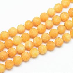 Fili di perline giada bianco naturale, tinto, smerigliato, tondo, oro, 10~11mm, Foro: 1.5 mm, circa 38~39pcs/filo, 14.9 pollice