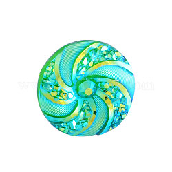 Resin Cabochons, Flat Round with Vortex, Light Sea Green, 16x3mm