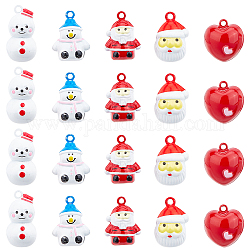 SUNNYCLUE 1 Box 20PCS 5 Style Christmas Bell Charms Christmas Santa Claus Snowman Charm Sweet Heart Brass Bell Pendant for Jewelry Making Charm DIY Necklace Bbracelet Earrings Crafting Supplies