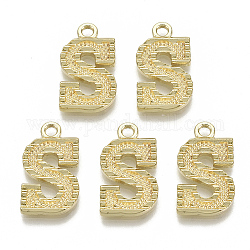 Alloy Pendants, Cadmium Free & Nickel Free & Lead Free, Initial Letter, Real 18K Gold Plated, Initial Letter.S, 20.5x11.5x2mm, Hole: 2mm