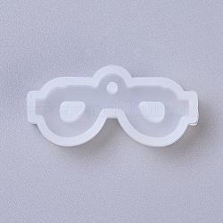 ペンダントシリコンモールド  レジン型  UVレジン用  エポキシ樹脂ジュエリー作り  眼鏡  ホワイト  20x43x8mm  穴：2.5mm