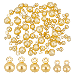 PandaHall Elite 60Pcs 3 Style Brass Charms, Round Charms, Real 18K Gold Plated, 5~7x3~5mm, Hole: 1~1.2mm, 20pcs/style