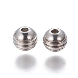 201 perle scanalate in acciaio inossidabile, rondelle, colore acciaio inossidabile, 6x5mm, Foro: 1.6 mm