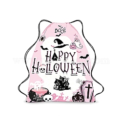Mochilas de poliester, mochilas con cordón de cuerda de nailon, tema de halloween, rosa perla, 342x283x0.2mm