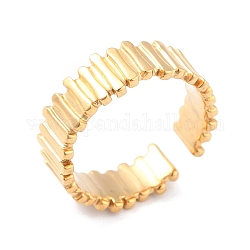Ionenplattierung (IP) 304 gerillter Manschettenring aus Edelstahlstreifen, offener Ring für Frauen, golden, Innendurchmesser: 17.3 mm