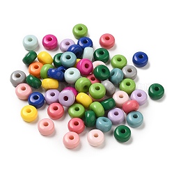 Opaque Acrylic Beads, Flat Round, Mixed Color, 7x4mm, Hole: 1.6mm about 3360pcs/500g