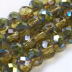 Electroplate Glass Beads Strands, Faceted Rondelle, Dark Goldenrod, 6x4mm, Hole: 1mm, about 100pcs/strand, 18.1 inch
