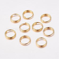 Anelli spezzati in ottone, anelli di salto a doppio anello, oro, 7x1.2mm, circa  5.8mm diametro interno