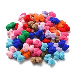 Perles acryliques flocky, ours, couleur mixte, 19x16x12mm, Trou: 2.2mm