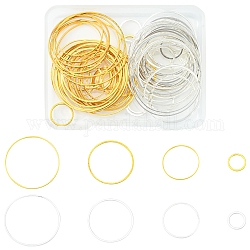 80 pièces 8 anneaux de liaison en laiton de style, rond, or et acier inoxydable Couleur, 10~30x1mm, 10 pièces / style