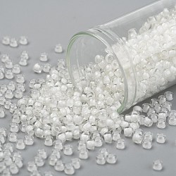 Toho runde Saatperlen, japanische Saatperlen, (981) Innenfarbe Kristall / Schnee ausgekleidet, 8/0, 3 mm, Bohrung: 1 mm, ca. 1110 Stk. / 50 g