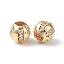 Messing Mikro ebnen Zirkonia European Beads, Großloch perlen, Runde, echtes 18k vergoldet, 8x7.5 mm, Bohrung: 4 mm