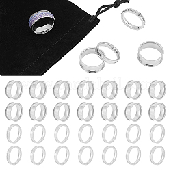 Unicraftale 28pcs 2 tamaño 201 ajustes de anillo de dedo ranurado de acero inoxidable, núcleo de anillo en blanco, para hacer joyas con anillos, color acero inoxidable, diámetro interior: 18 mm, Ranura: 2.1~7mm, 14pcs / tamaño